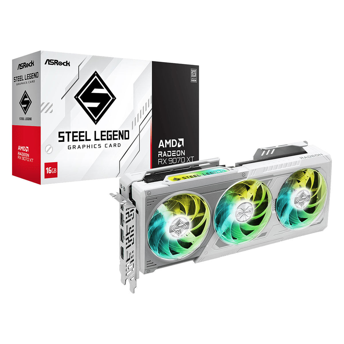 Tarjeta de video ASRock Radeon RX 9070 XT Steel Legend 16 GB